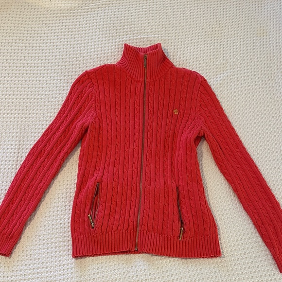 Ralph Lauren Sweaters - Lauren Ralph Lauren Cable-Knit Full-Zip Sweater